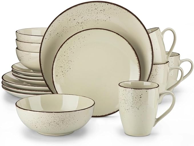 16-Piece Stoneware Ceramic Dinnerware Set with Dinner Plate Dessert 800ml Bowl Mug Tableware