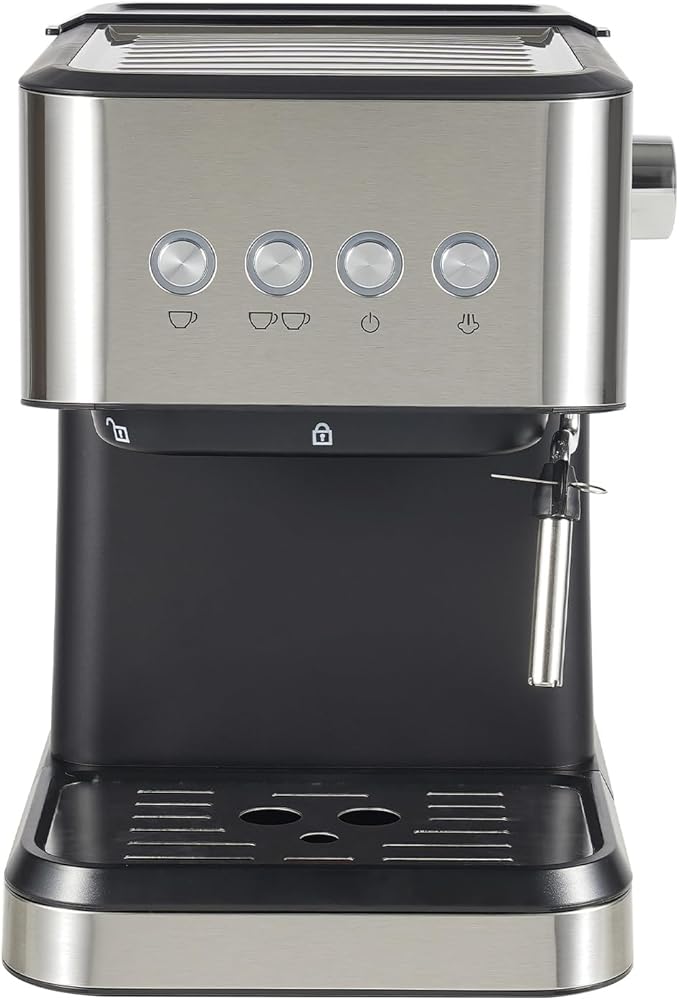 1.5L/50.73oz Mini Semi-Automatic Coffee Machine 15-20Bar 1050W Small Drip Coffee Machine with Spoon&ampTamper Pump Pressure Type Coffee Machine for Home/Cafe/Office (7.2×10.4×11in)