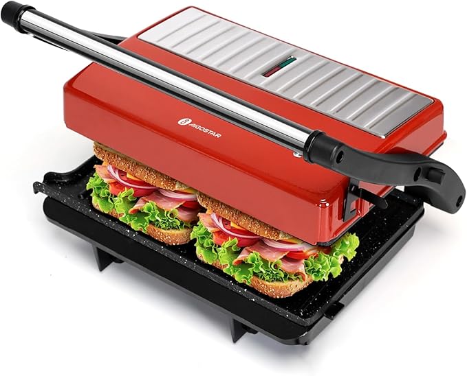 Aigostar Toaster 2 Slice Retro Extra-Wide Slot Toasters and Panini Press Grill Aigostar 1000W Sandwich Maker