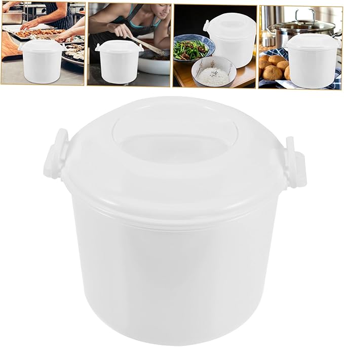 Microwave Rice Cooker with Lid Portable Multifunctional Steamer Tray Plastic Container for Healthy Cooking and Convenient Meal Prep at Home