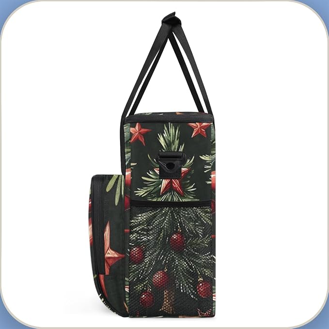 Glitter Tree Christmas Coffee Maker Carrying Bag Travel Storage Bag Compatible with K-Mini or K-Mini Plus Single Serve Coffee Brewer Carrying Case with Multiple Pockets &amp Shoulder Strap