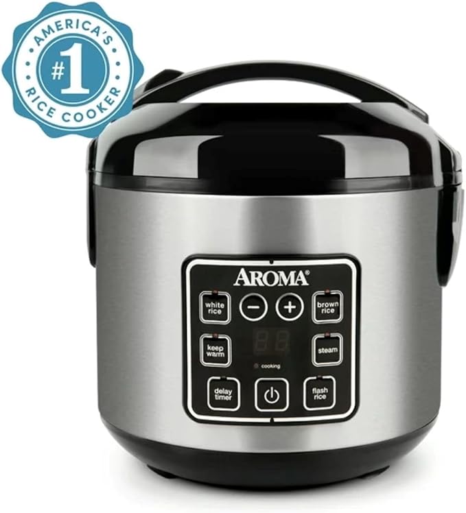 8-Cup (Cooked) Rice &amp Grain Cooker Steamer BondedGranite Coating (Renewed)