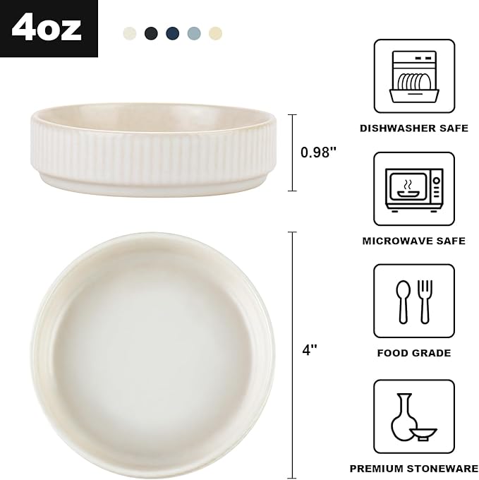 Famiware Dinnerware Set - 26 Piece (12 Dinnerware 4 Pasta Bowls 6 Dipping Bowls) - Star Stoneware Dishes - Matte White