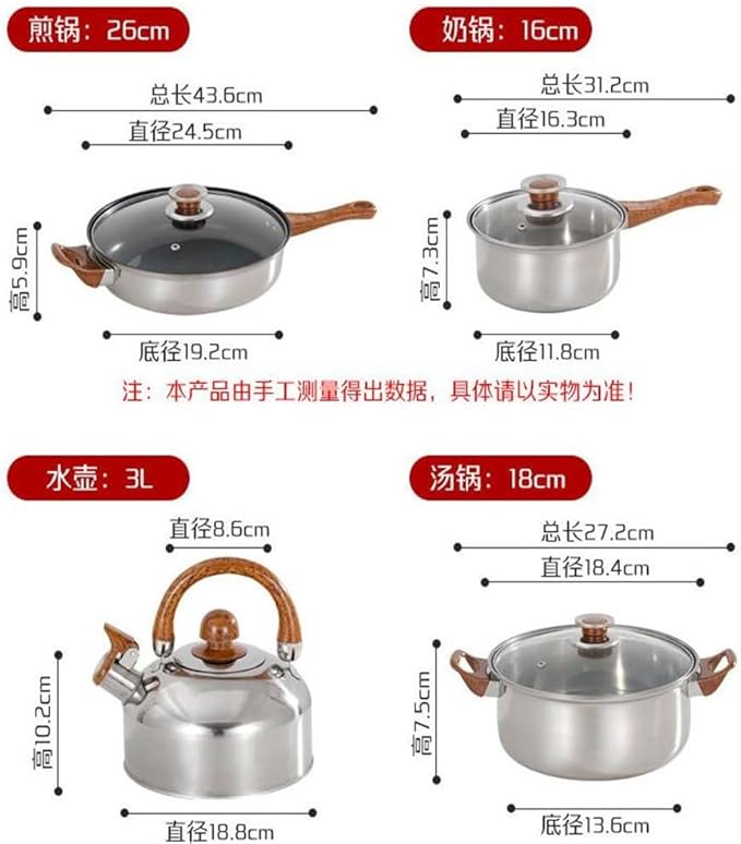 Cookware Kitchen Ware Export Wood Grain Detachable Handle Stainless Steel 12 Piece Set Non Stick Pot Set
