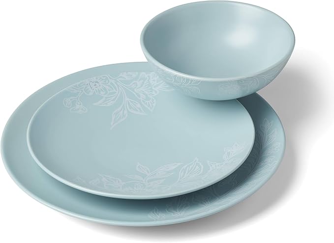 Oneida 897393 Roseto 12-Piece Dinnerware Set French Blue