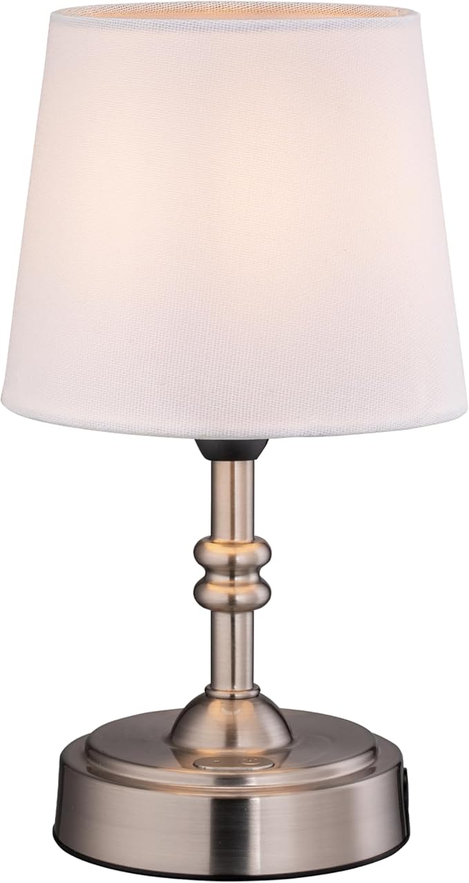 O’Bright Seraph mini – Cordless LED Table Lamp with Dimmer Built-in Rechargeable Battery 3-Level Brightness Patio Table Lamp Bedside Night Lamp Ambient Light for Restaurant Brushed Nickel