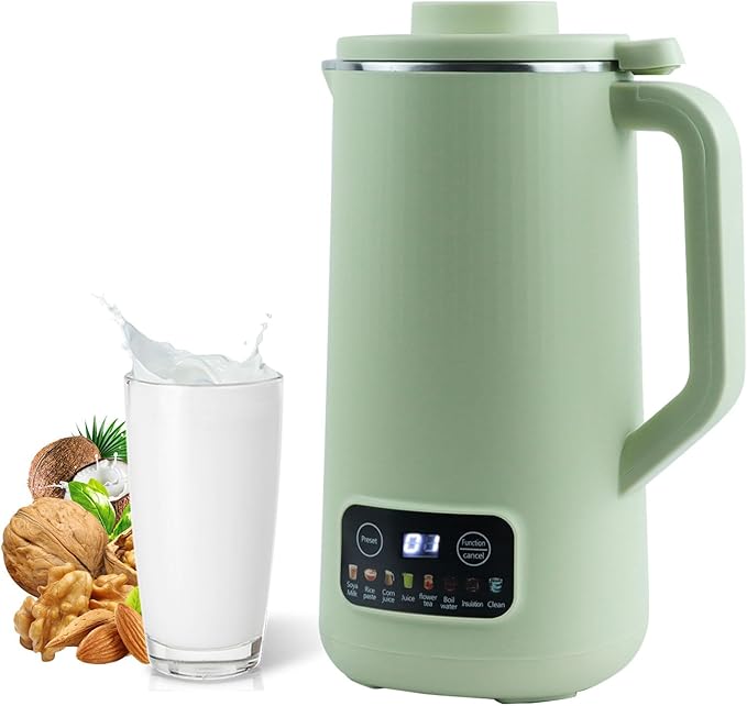 Automatic Nut Milk Maker Blender 800ml Homemade Soy Almond Oat Coconut Plant Based and Non Dairy Beverages with LED Display (Green)