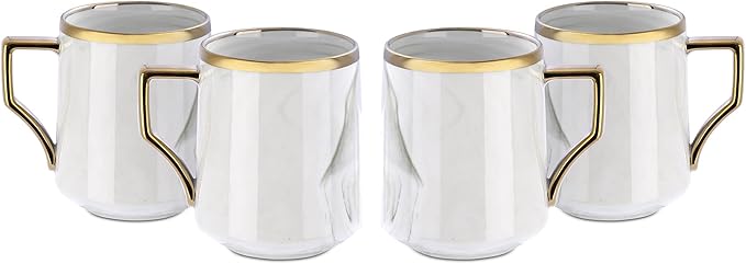 Fine China Artisan Marbled 16pc Dinner Set Grey with Gold Line