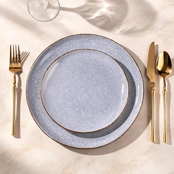 AmorArc Ceramic Dinnerware SetsHandmade Reactive Glaze Stoneware Plates and Bowls SetsHighly Scratch Resistant | Dishwasher &amp Microwave Safe Dishes SetService for 4 (12pc)