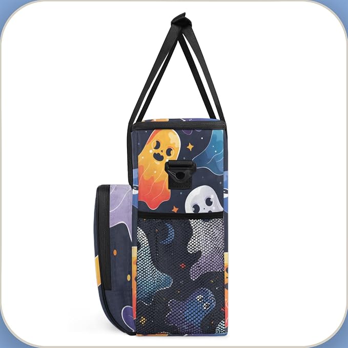 Bright Spooky Ghosts Coffee Maker Carrying Bag Portable Travel Storage Tote Bag Compatible with K-Mini or K-Mini Plus Single Serve Coffee Brewer Carrying Case with Multiple Pockets &amp Shoulder St