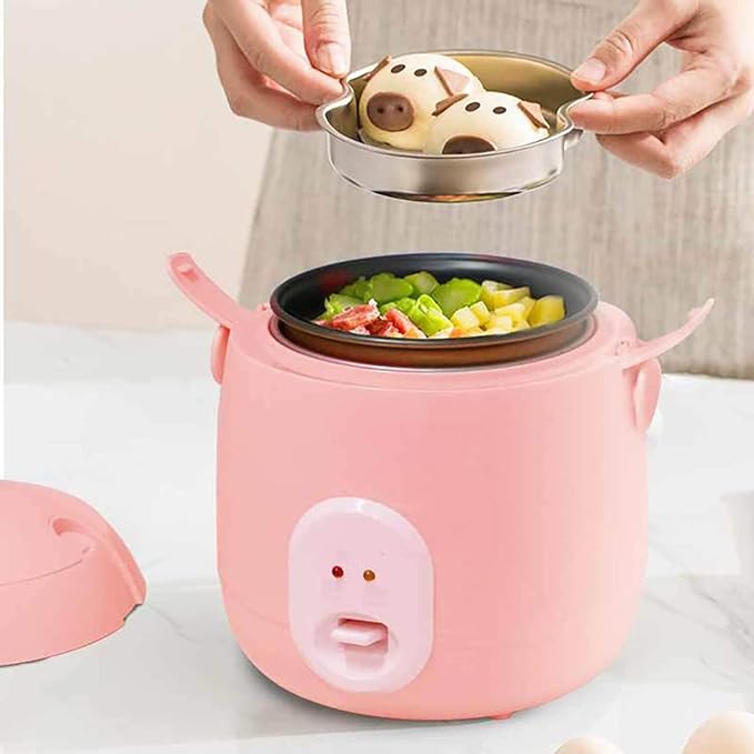 Mini Rice Cooker Multifunction Non Stick Cooker with Keep Warm Function for Up to 3 PeopleStudent and Adult Suitable for Home UsePink1.6L