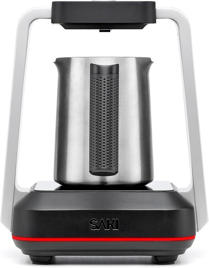 SAKI Turkish Coffee Maker Electric with Open Form Design SandBrew Technology Peak Foam Detection 100% Plastic-Free Stainless Steel Dishwasher Safe 1-5 Cup 120V - Black