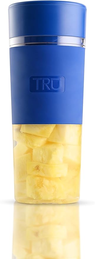 TRU Hydration Blender with Single-Button Operation &amp USB Rechargeable Battery - Mini Personal Blender for Fruit Smoothies - Portable Travel Blender for Single Servings - Cobalt Blue