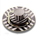 European Style Dinnerware Set Service for 6 Bone China Dinnerware Sets Unbreakable Porcelain Dinner Sets Coffee Cup and Saucer Tableware Set Steak Dinner Plates Dish Set Black stroke gold-8