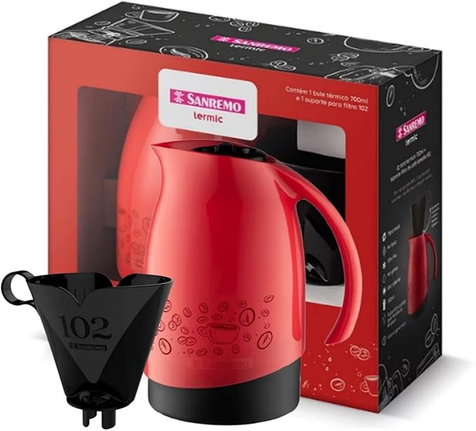 Tribello Pour Over Coffee Maker 20 Oz Camping Thermal Carafe With #2 Pour Over Coffee Dripper set Keep Water Hot/Cold 6+ Hours Great Camping Coffee Maker set - BPA Free (Red)