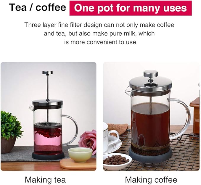 Coffee Press Filtration Stainless Steel Drinkware Manual Coffee Maker Tea Pot Portable French Press Pots(600ml)