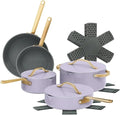 12-Piece Ceramic Nonstick Cookware Set Pots and Pans with Strainer Lids (Lavender)