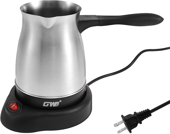 Turkish Coffee Maker 600ml Stainless Steel Electric Turkish Coffee Machine 5 to 6 Cups Capacity Turkish Coffee Machine with Ergonomic Handle Enduring 110V Turkish Coffee Maker for Home Travel