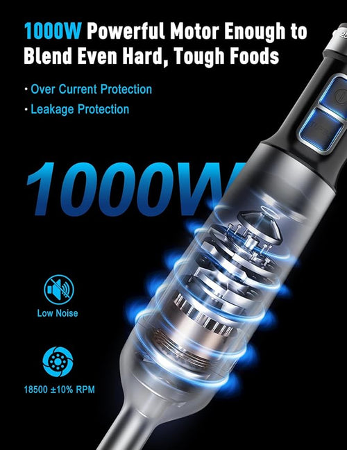 1000W Powerful Immersion Blender handheld 2025 New Update Hand Blender with 25-Speed Scratch-Resistant Corded Hand Mixer with Heavy-Duty Copper Brushless Motor and Gift Box