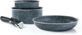 by Brandt 194-009 4-Piece Cookware Set Set of 2 Cooking Pots Aluminium 16/20 cm Grey Marble and 1 Sauté Pan 24 cm Marble Grey Aluminium