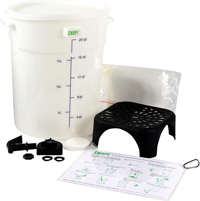 Snap! Cold Brew Round Bucket- 5 gallon Commercial Cold Brew SystemCold Brew Coffee Set-Whtie