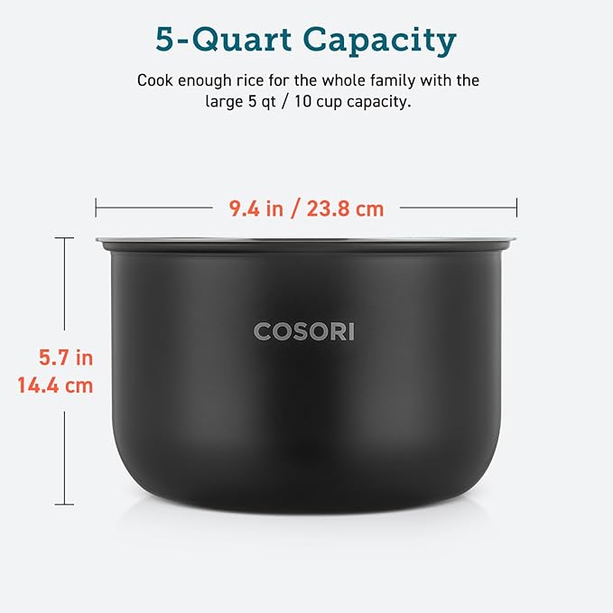 COSORI 5-Quart Rice Cooker Inner Pot Non-Stick for 10 Cup Uncooked CRC-R501- KUS Rice Cooker Only 6-Layer CRP-R501IP-KUS