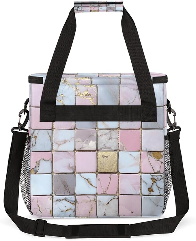 Marble Lattice Coffee Maker Carring Bag Travel Carrying Storage Tote Bag Compatible with Keurig K-Mini or K-Mini Plus Portable Single Serve Coffee Brewer Case with Pockets for K-cup Pods