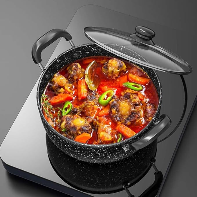 3-Piece Non Stick Induction Cookware Set - Including Frying Pan Saucepan And Casserole With LidsNon-Scalding Handle Easy To Clean Pot Non Stick Fry Pan