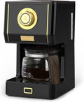 Amaste Coffee Maker 25 Oz Drip Retro Style Coffee Machine with Glass Coffee Pot with Reusable Coffee Filter &amp Three Brewing Modes Warming Plate CM 1003AE-Black