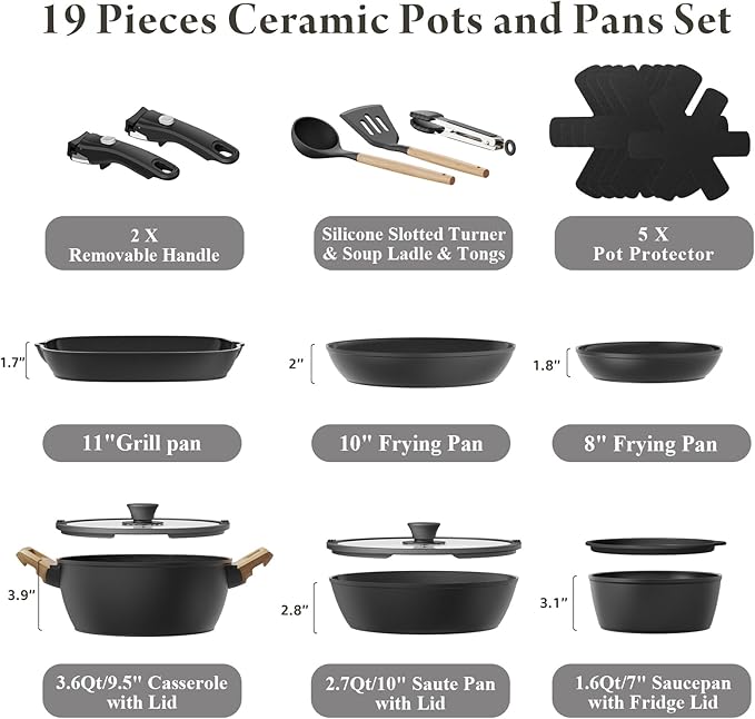 19pcs set black+24pcs set cream white
