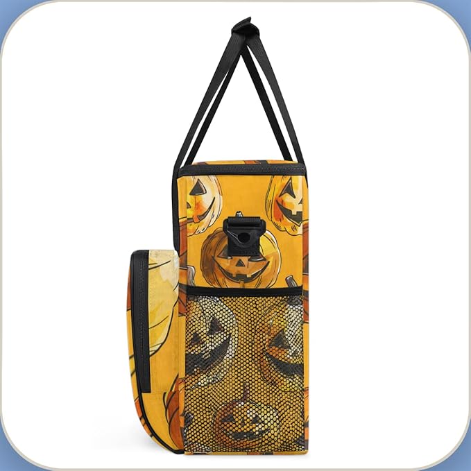 Gothic Pumpkin Coffee Maker Carrying Bag Bright Pumpkin Travel Storage Bag Compatible with K-Mini or K-Mini Plus Single Serve Coffee Brewer Carrying Case with Multiple Pockets &amp Shoulder Strap