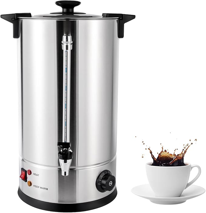 Commercial Coffee Maker Premium Coffee Machine Large Stainless Steel Catering Hot Water Boiler Tea Urn Double Wall Coffee Percolator for Events Offices Parties Catering Gathering