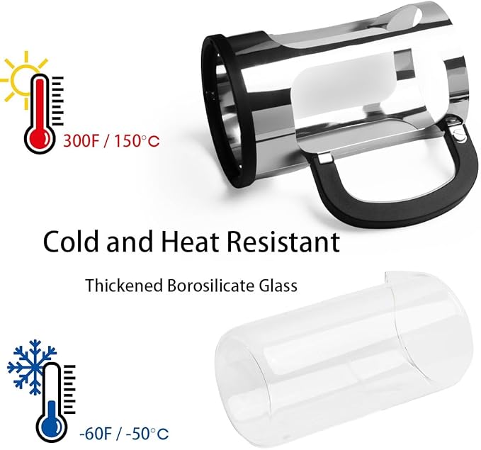 French Press Coffee Maker 8 cups 34 oz 304 Stainless Steel Coffee Press with 4 Filter Screens Easy Clean Heat Resistant Borosilicate Glass - Free 100% BPA… (Silvery-BO90893-SS 34 oz)