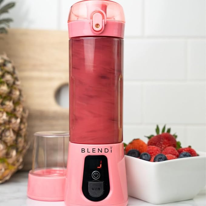 BLENDi Pro+ Portable Blender (17.5oz Blush) – Upgraded 120W Motor USB-C Rechargeable Cordless Personal Blender – BPA-Free Self-Cleaning Travel-Friendly New 2025 Model