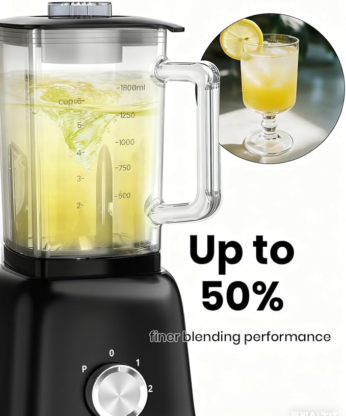 Professional Blender For Smoothies 58 Oz Glass Jar Glass Blender Including Puree &amp Crush Ice Functions 750 Watts (Black)