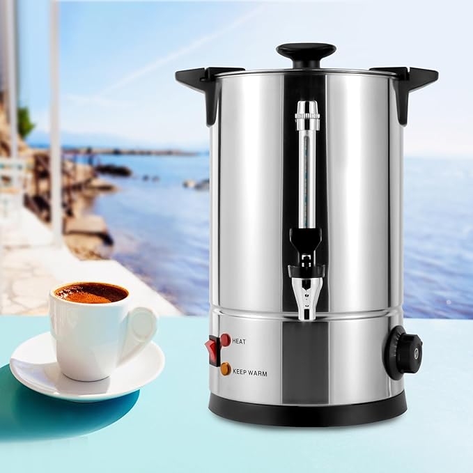 Commercial Grade Stainless Steel Percolate Coffee Maker Hot Water Urn for Catering 8L/2.11gal Premium Commercial Coffee Machine Large Stainless Steel Coffee Maker Metallic
