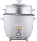Electric Rice Cooker and Steamer – 4 5 8 or 15 Cup Non-Stick Rice Maker with Food Steamer Tray – One-Touch Operation Keep Warm Function Glass Lid White (8 Cup)