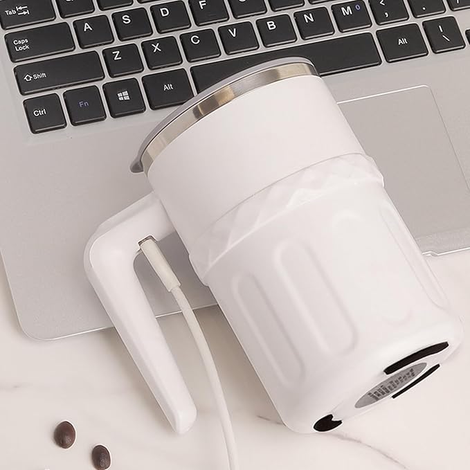 Magnetic Stirring Cup - Automatic Rechargeable Mixer Tumbler Smart Temperature Display Mug with Lid Self Stirring Drink Blender Portable Coffee Milk Cup for Travel Office Kitchen Home Camping