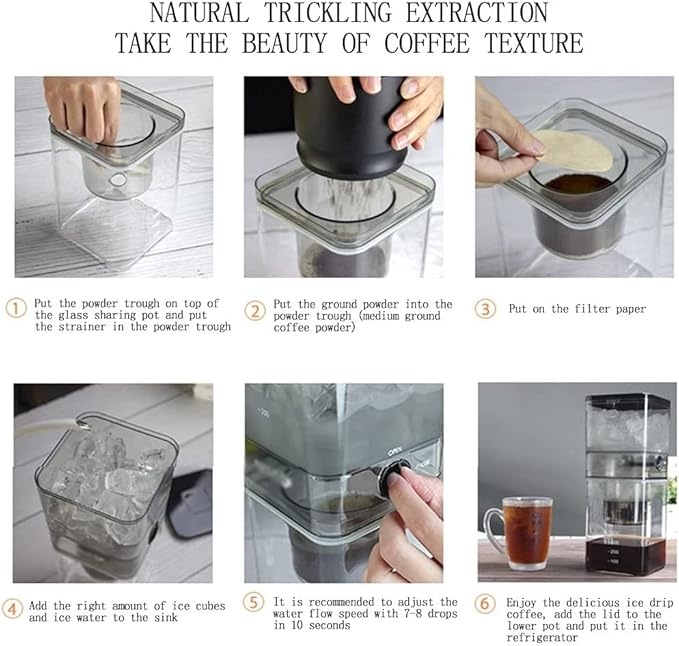 Beverage Equipment Home Cold Brew Coffee Maker Iced Drip Coffee Maker with Removable Stainless Steel Filter Durable Coffee Maker 500ML/16.9oz Siphon Coffee Maker