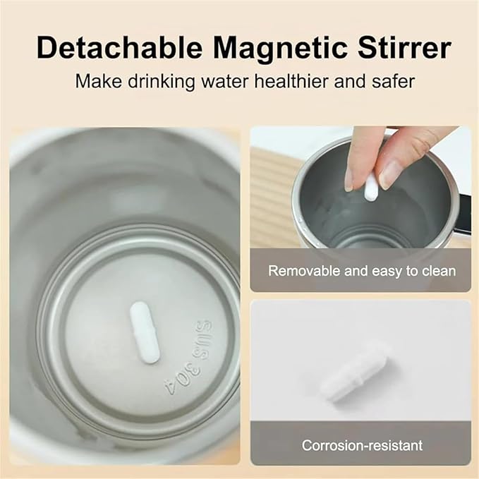 Self-Stirring Magnetic Coffee Cup with Temp Display 16oz/380ML Type-C Rechargeable Touch Lcd Display Safe &amp Food-Grade Easy to Clean (White1PCS)