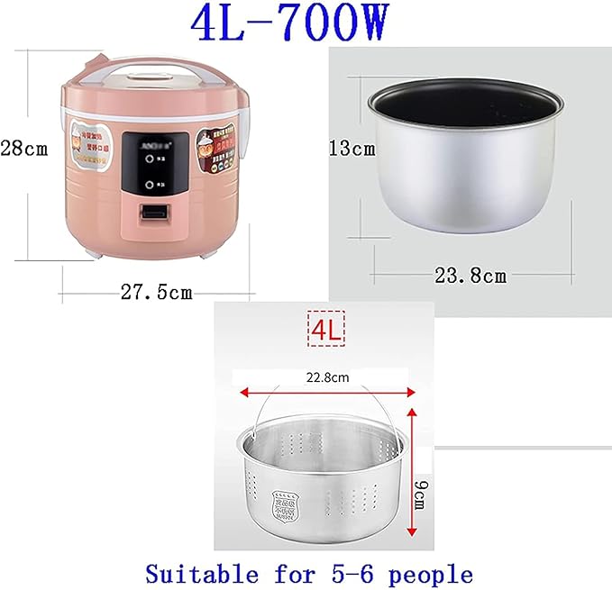 Rice Cooker Household Multifunctional Low-Sugar Non-Stick Rice Cooker Rice Soup Separation Intelligent Heat Preservation(4L) ()