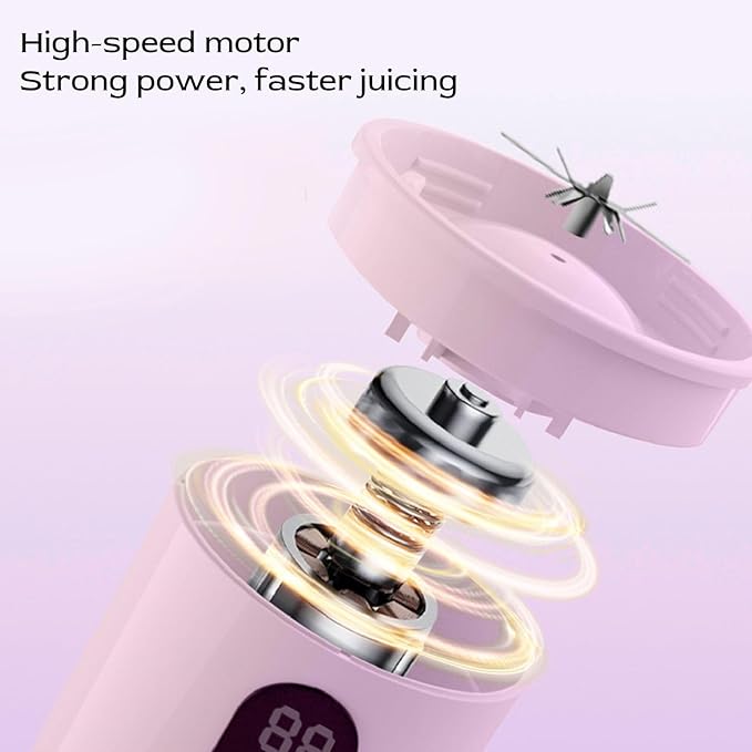 Portable Blender 500ml Electric Rechargeable Juicer Cup with 20800 RPM Motor 16 Stainless Steel Blades for Fast Juicing for Home Travel