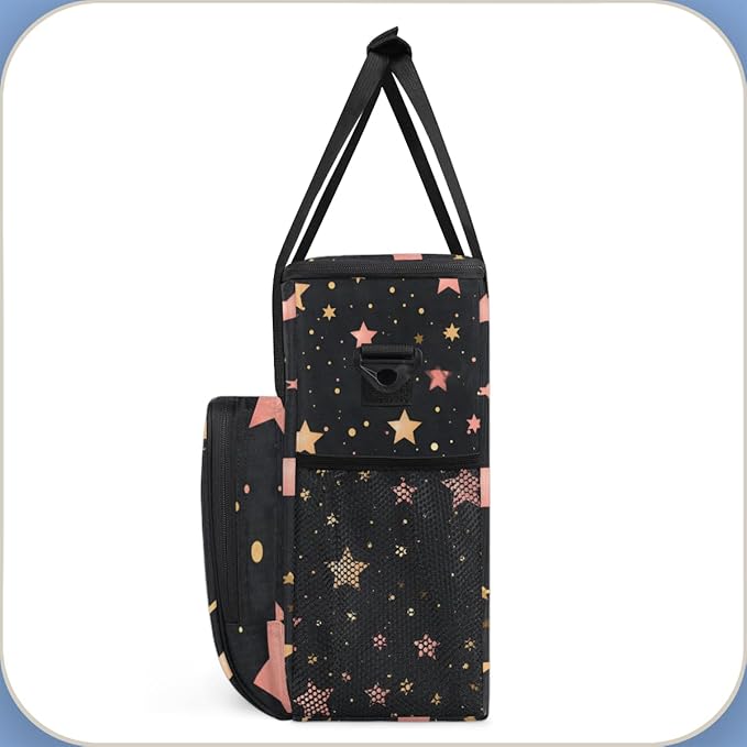Rose Pink Star Coffee Maker Carrying Bag Portable Travel Storage Tote Bag Compatible with K-Mini or K-Mini Plus Single Serve Coffee Brewer Carrying Case with Multiple Pockets &amp Shoulder Strap