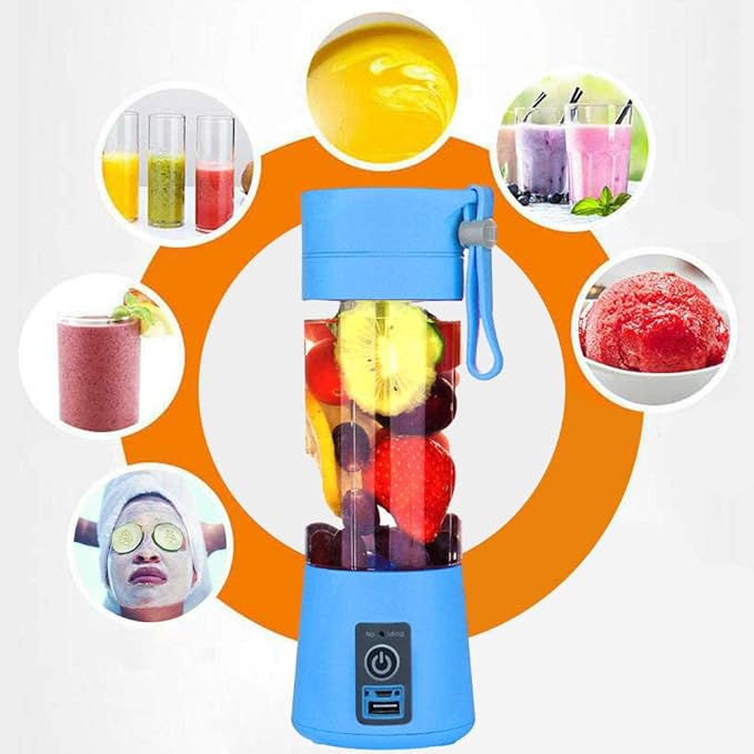 Portable USB Electric Fruit Juice Blender Deluxe Version with 6 Blades (Green)