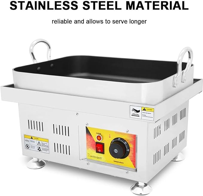 Commercial Tteokbokki Machine 2500W Electric Smokeless Fried Rice Cake Machine with Temperature Control for Teppanyaki Snack Food for Restaurant Home Kitchen Snack Bar