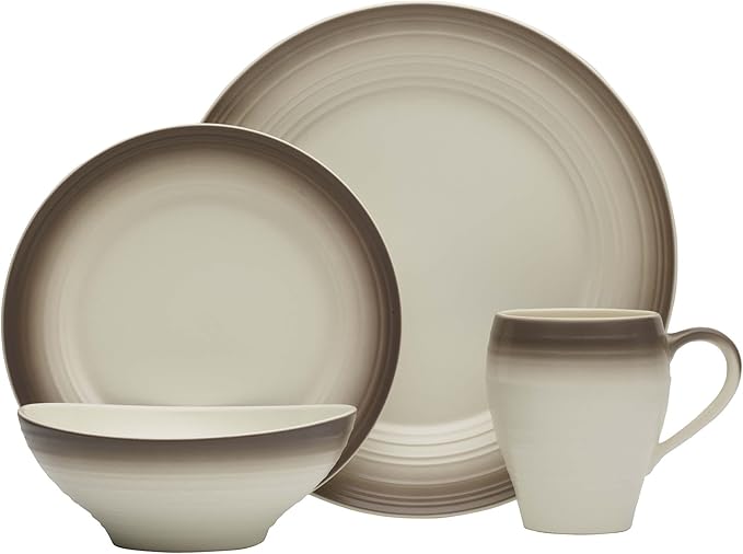 Mikasa Swirl 16-Piece Dinnerware Set Service For 4 Ombre Mocha