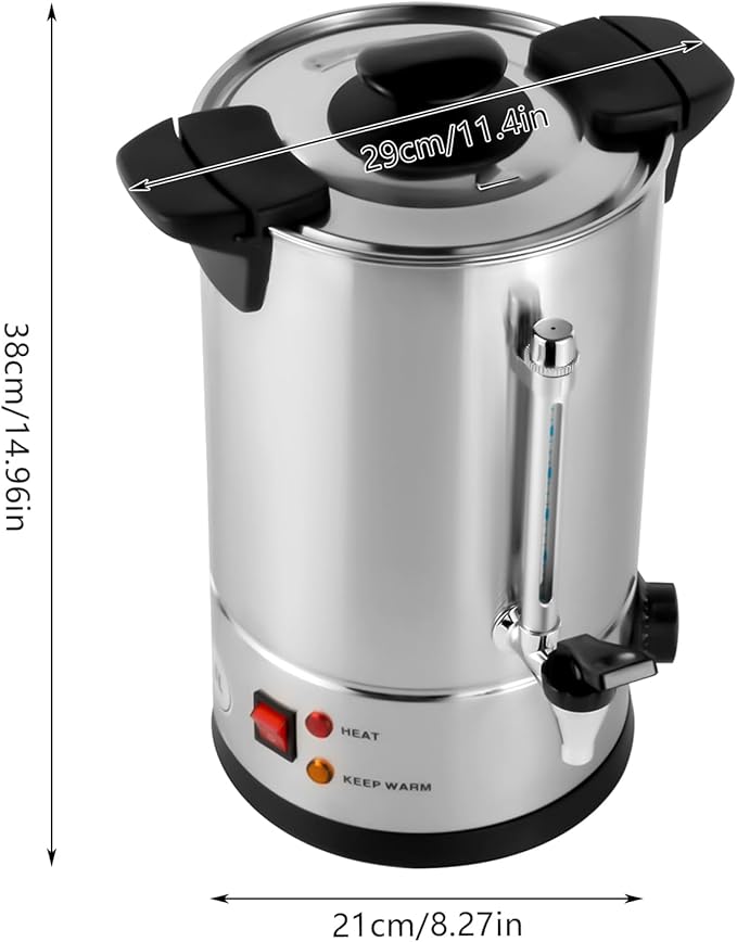 Commercial Coffee Maker 10L/2.64gal Large Percolator Coffee Urn Stainless Steel Percolate Coffee Make with Thermostable Design for Home Party Office Wedding (8L)
