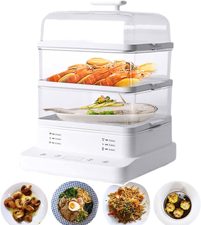 22l Electric Detachable Rice Cookers One-Key Steaming Electric Hot Food Heater with Digital Display Kitchen Stackable Food Steamer - Non-stick Easy to Wash
