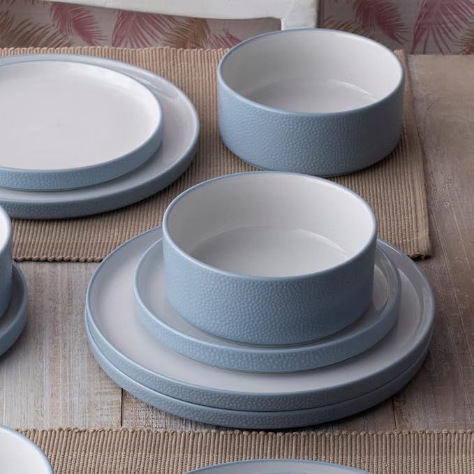 Noritake ColorTex Stone Aqua 12-Piece Dinnerware Set Service for 4