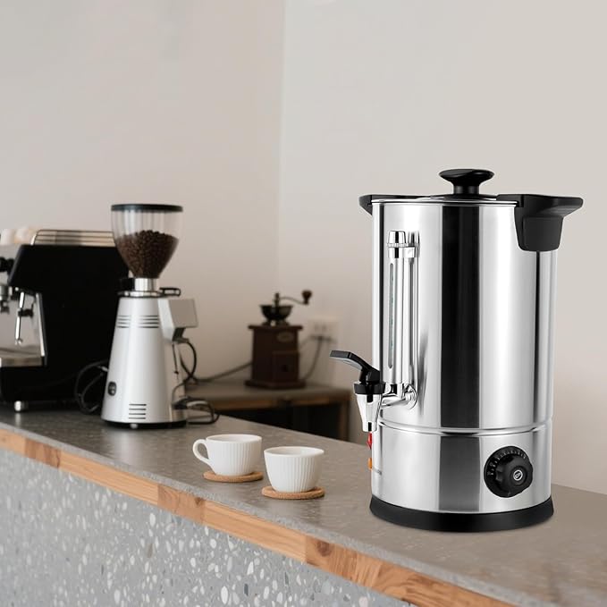 Stainless Steel Coffee Urn5L Hot Water Urn Coffee MakerCommercial Grade Hot Coffee Dispenser for BuffetCateringWeddingGathering Adjustable Temperature 86-230°F (5L)